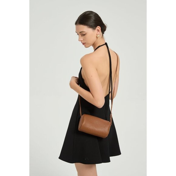 Women Brown Mini Crossbody Bag Vegan Leather Hobo Purse with Adjustable Strap - Picture 3 of 7